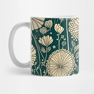 Retro Dandelions on Vintage Green Mug